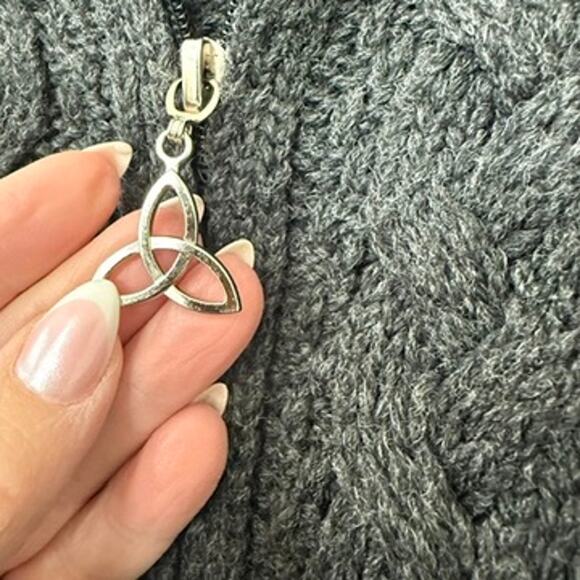 Aran Crafts Wool Hoodie Cardigan Coat Charcoal Cable Knit Cottagecore XS Ireland - Picture 4 of 8